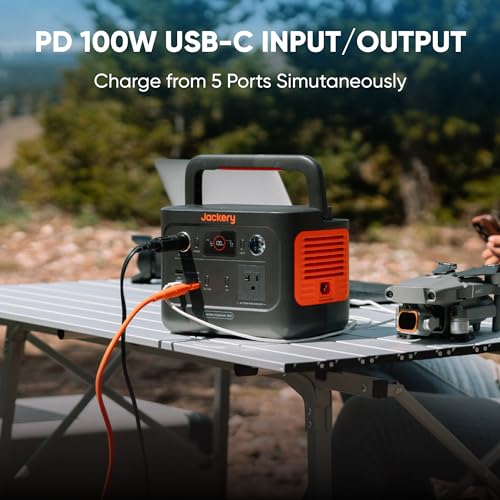 Jackery Solar Generator 240 v2 and 40W Mini Solar Panel, 256Wh LiFePO4 Battery, 300W AC & 100W USB-C Output, Ultra Fast Solar Charging for Outdoors