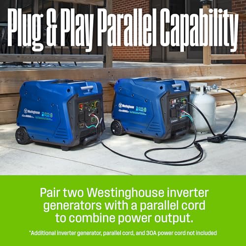 Westinghouse 5000 Peak Watt Super Quiet Dual Fuel Portable Inverter Generator, Wheel & Handle Kit, Gas & Propane Powered, RV Ready, CO Sensor
