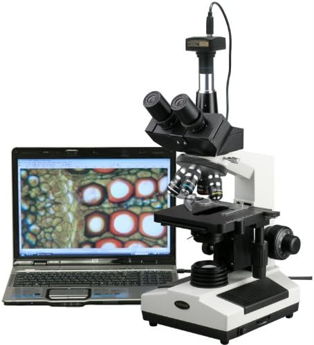 AmScope T390B-3M Digital Professional Compound Trinocular Microscope, 40X-2000X Magnification, WF10x and WF20x Eyepieces, Brightfield