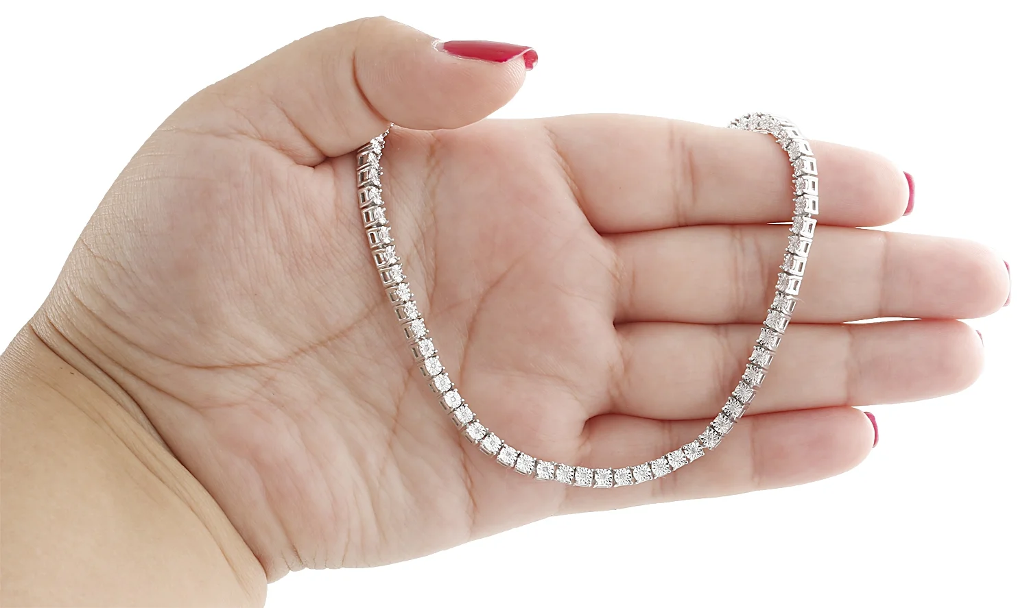 Mens 1 Row Necklace Genuine Diamond Link Choker Chain 18" Sterling Silver 1/2 CT.