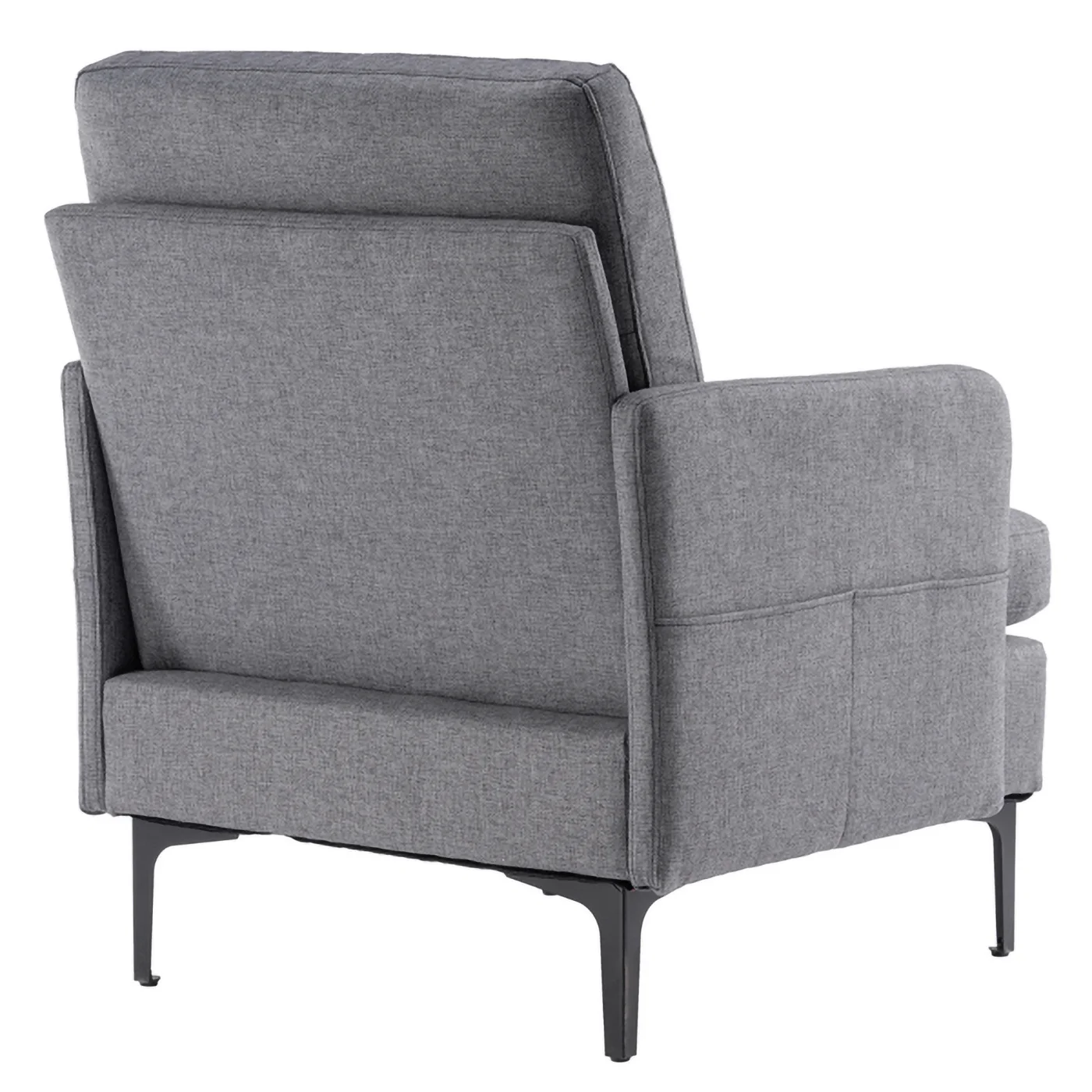 RUseeN Mid-Century Modern Fabric Club Chair, Lounge Chair, Comfy Single Sofa Accent Chair for Bedroom Living Room Guestroom, Dark Grey