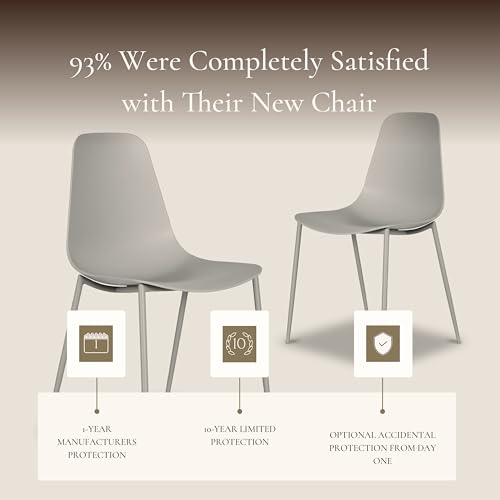 POLY & BARK Isla Modern Kitchen Chairs Set of 4 - Plastic Dining Chair with Metal Legs