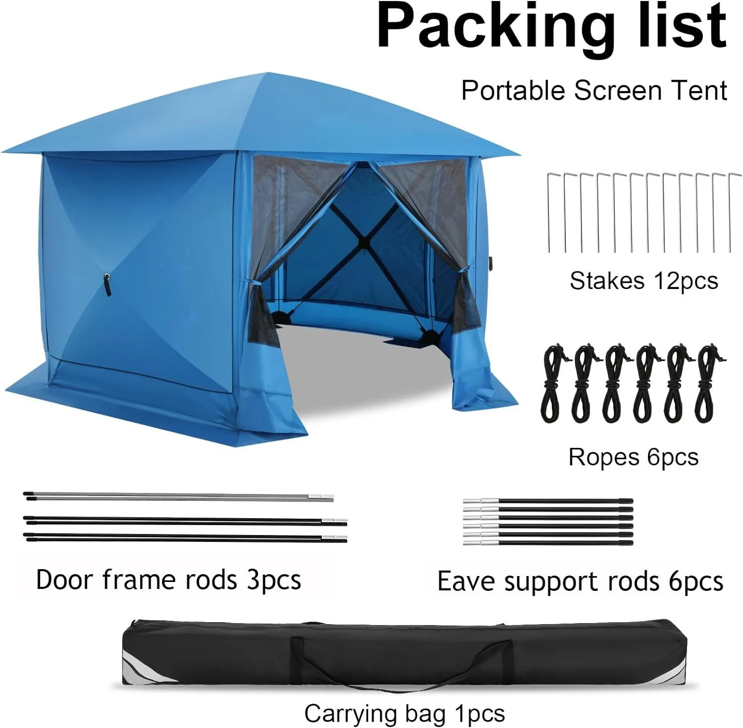 COBIZI 12x12 Pop-up Gazebo Starry Sky Screen Canopy Tent Screen House with 5 sidewalls and Mosquito Nettings for Camping