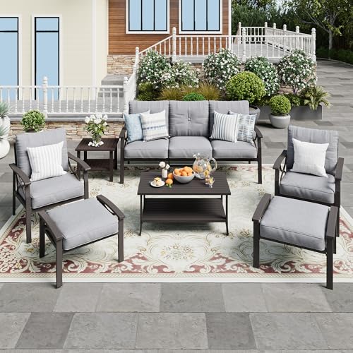 Wisteria Lane 5-Piece Outdoor Patio Furniture Set, Outdoor Metal Sectional Furniture with Cushions