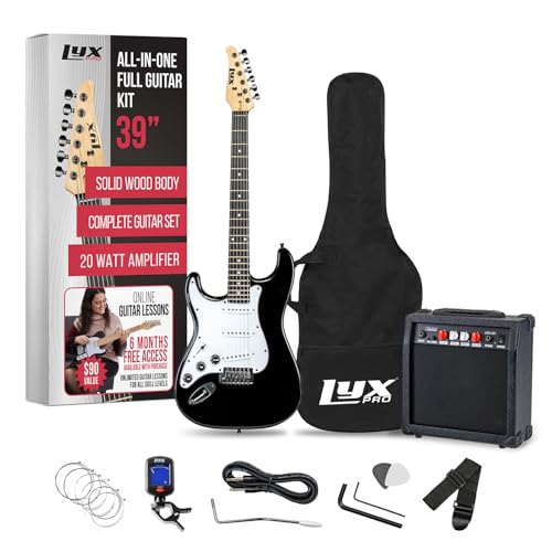 LyxPro Electric Guitar 39" inch Complete Beginner Starter kit Full Size with 20w Amp, Package Includes All Accessories, Digital Tuner, Strings, Picks