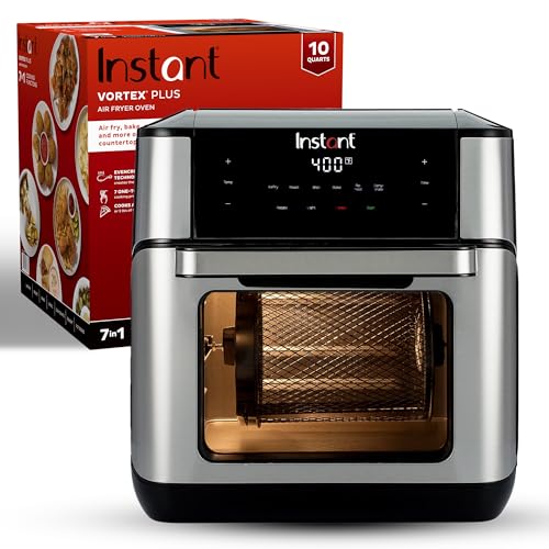 Instant Pot 10QT Air Fryer, 7-in-1 Functions with EvenCrisp Technology that Crisps, Broils, Bakes, Roasts, Dehydrates, Reheats & Rotisseries