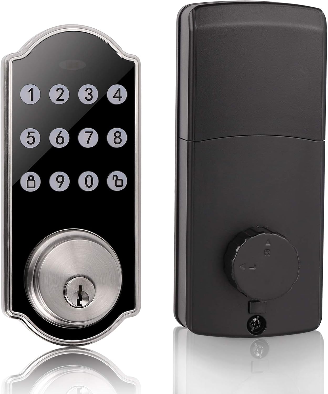 Probrico Camelot Keypad Deadbolt, Satin Nickel, Up to 100 Codes Keyed Entry Smart Deadbolt 1-Touch Motorized Locking, Easy to Install & Programme