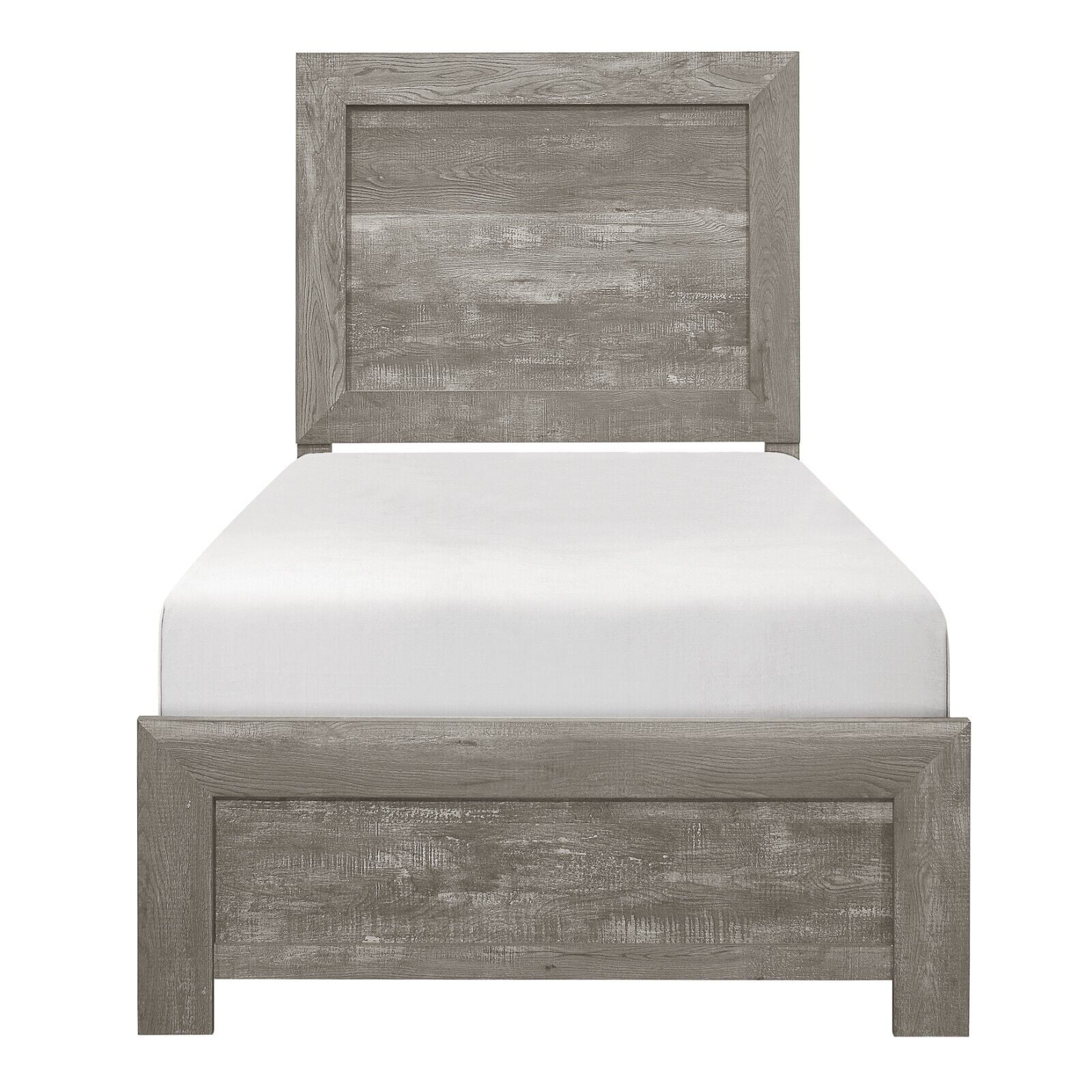 Gray Finish 4pc Bedroom Set Rustic Style Twin Size Bed Nightstand Dresser Mirror