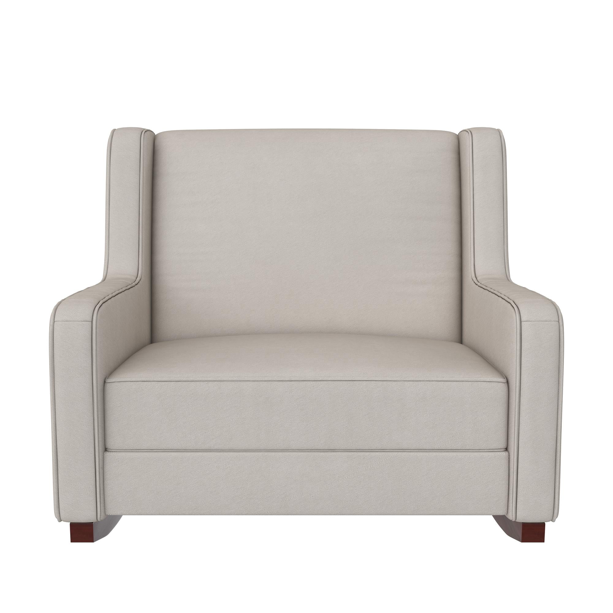 Baby Relax Hadley Upholstered Double Rocker Chair, Beige Microfiber