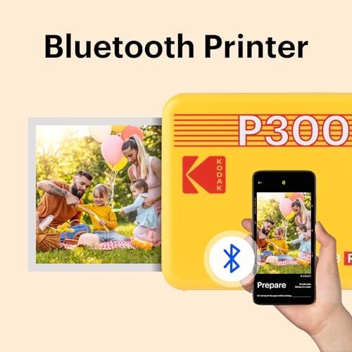 KODAK Mini 3 Retro 4PASS Portable Photo Printer (3x3 inches) + 8 Sheets, White