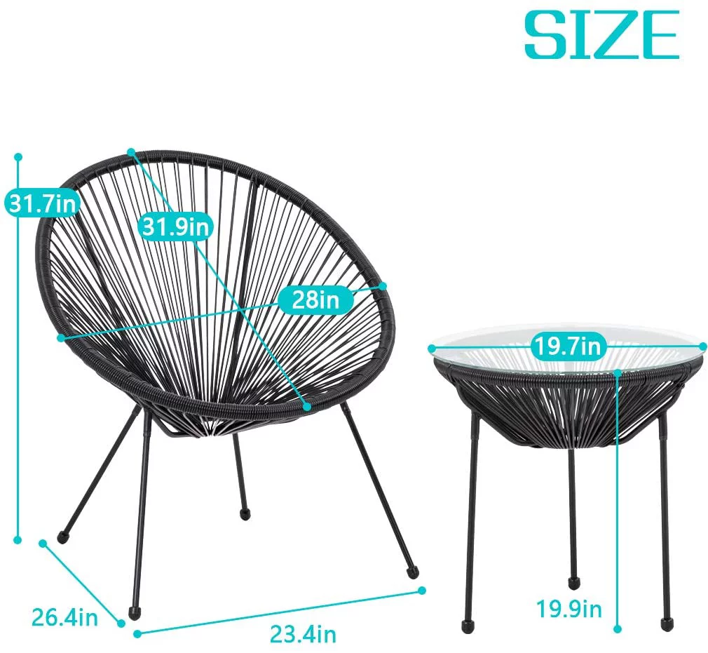 Bistro Table Set Patio Bistro Set Outdoor Chairs Set of 2 Acapulco Chairs Small Patio Table and Chairs All-Weather Hammock Weave Chair Set of 2 And