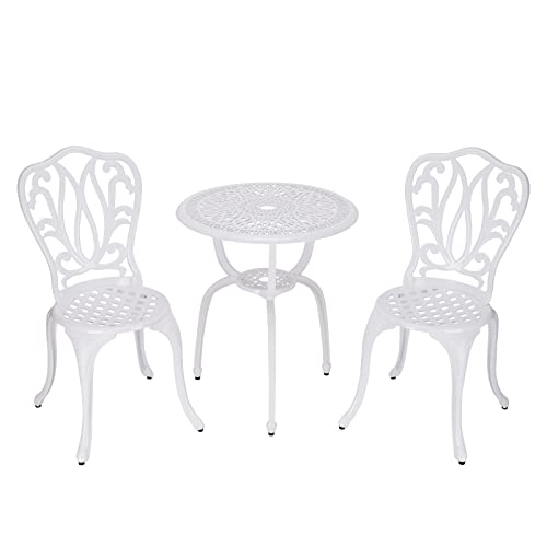 C/G 3 Piece Bistro Set,Outdoor Patio Set,Anti-Rust Cast Aluminum Bistro Table Set for Park Yard Front Porch Furniture(Antique Copper)