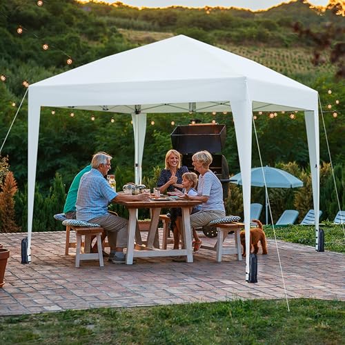 Yaheetech 10x10 Pop Up Canopy with 4 Removable Sidewalls, Portable Enclosed Instant Tent, Waterproof Outdoor Tent, Beach Sun Shelter with 4 Sandbags