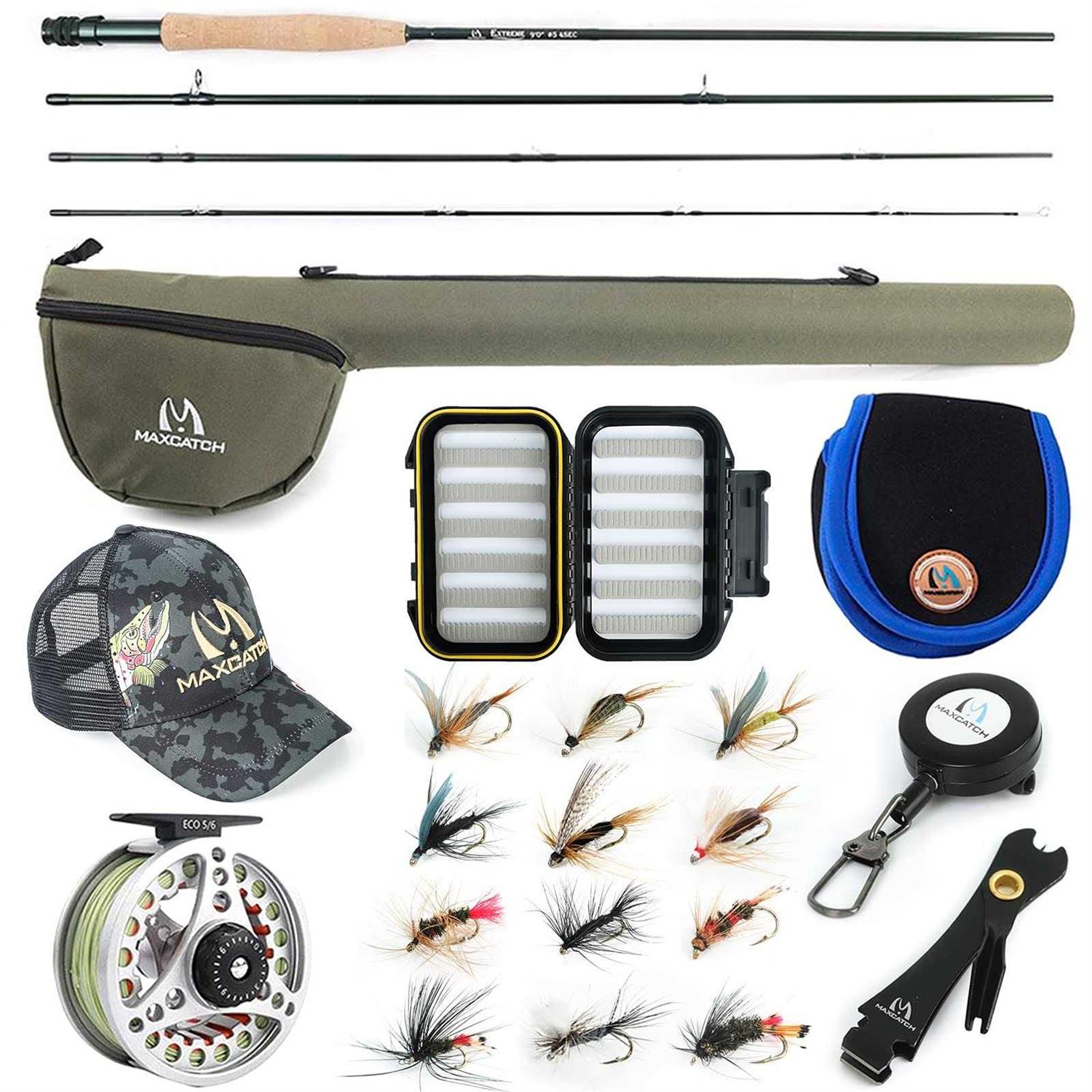 M MAXIMUMCATCH Maxcatch Extreme Fly Fishing Combo Kit 3/5/6/8 Weight, Starter Fly Rod and Reel Outfit - Sports Supplies Online Store