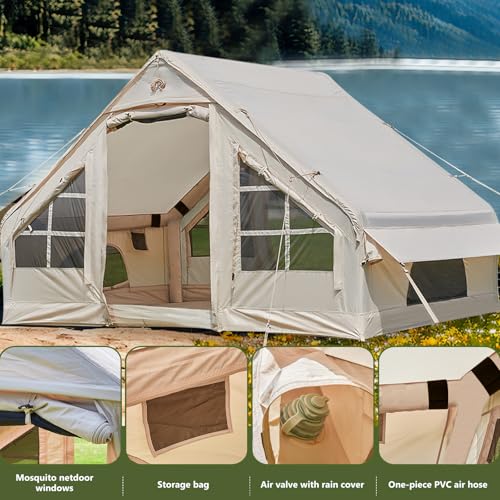 SHANQUAN Inflatable Tent with Pump,4-6 Person Instant Glamping Camping Tents House