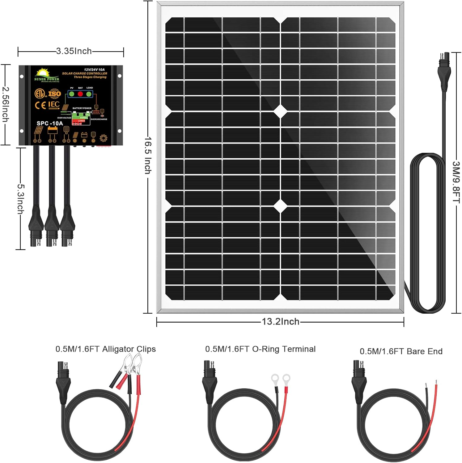 SUNER POWER 50 Watts Mono Crystalline 12V Solar Panel Kits
