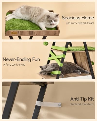 FourFurPets 72.4" Modern Cat Tower for Indoor Cats - Multi-Level Condo With Caves, Tall Tree With Scratching Board, Wooden Tower With Large Perch