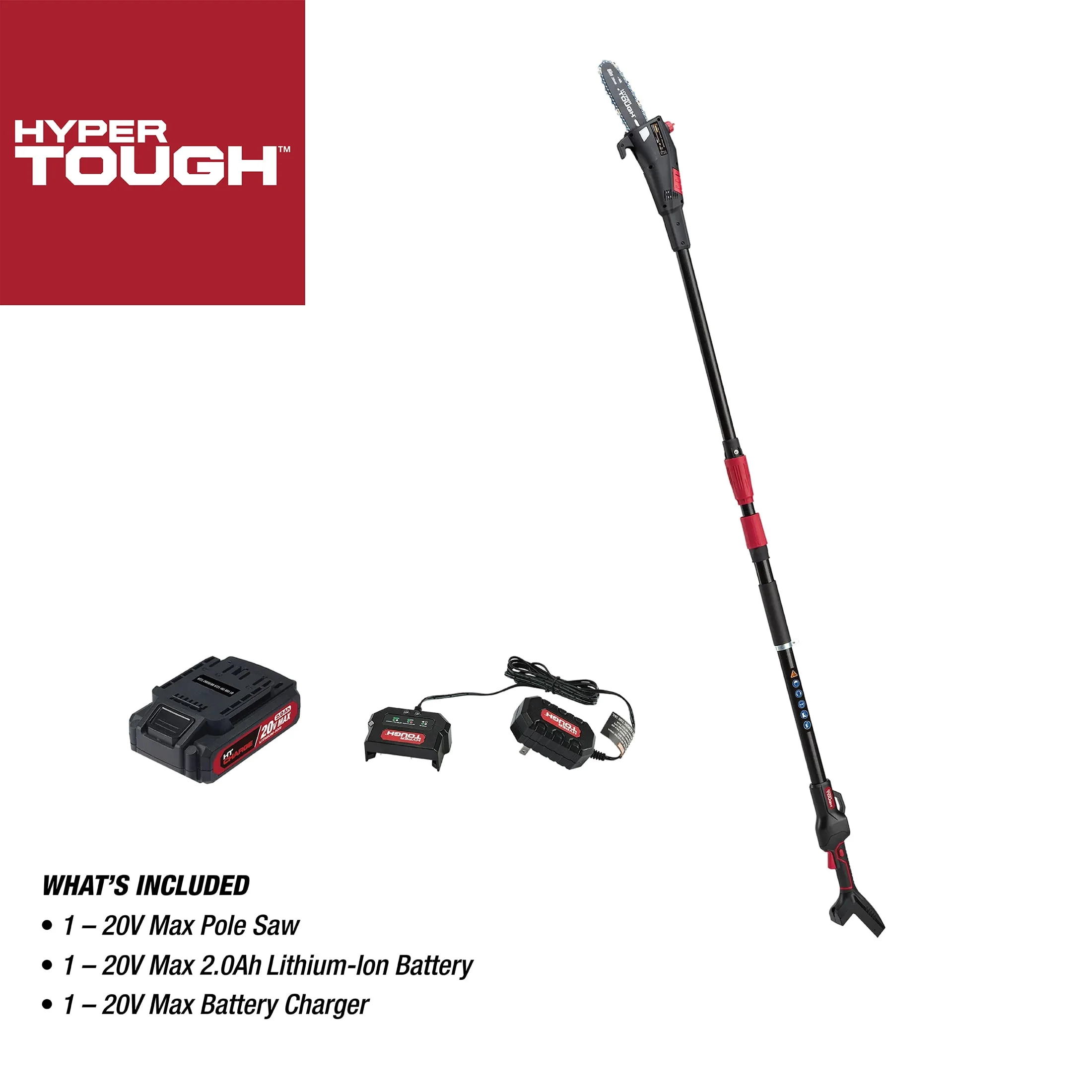 Hyper Tough 20V Max 2.0Ah Battery Powered Cordless 8 Pole Saw, HT21-401-003-08