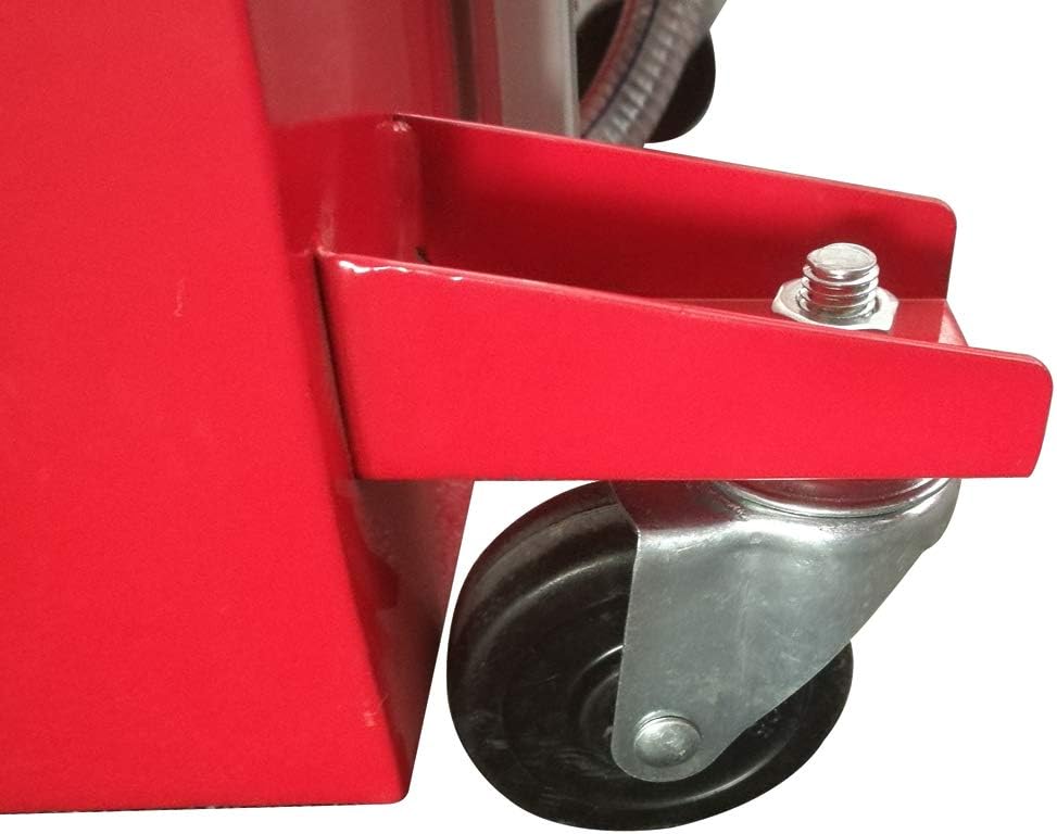 MTFY Portable 20 Gallon Oil Drain Pan with Pump,Truck Car Oil Drain Pan Low Profile with 8' Hose, Red
