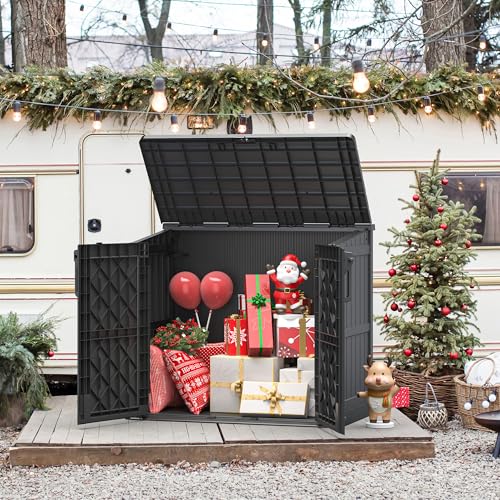 Outdoor Resin Storage Shed 36 Cu. Ft. Garden Horizontal Storage Large Capacity Weather Resistant Storage Box