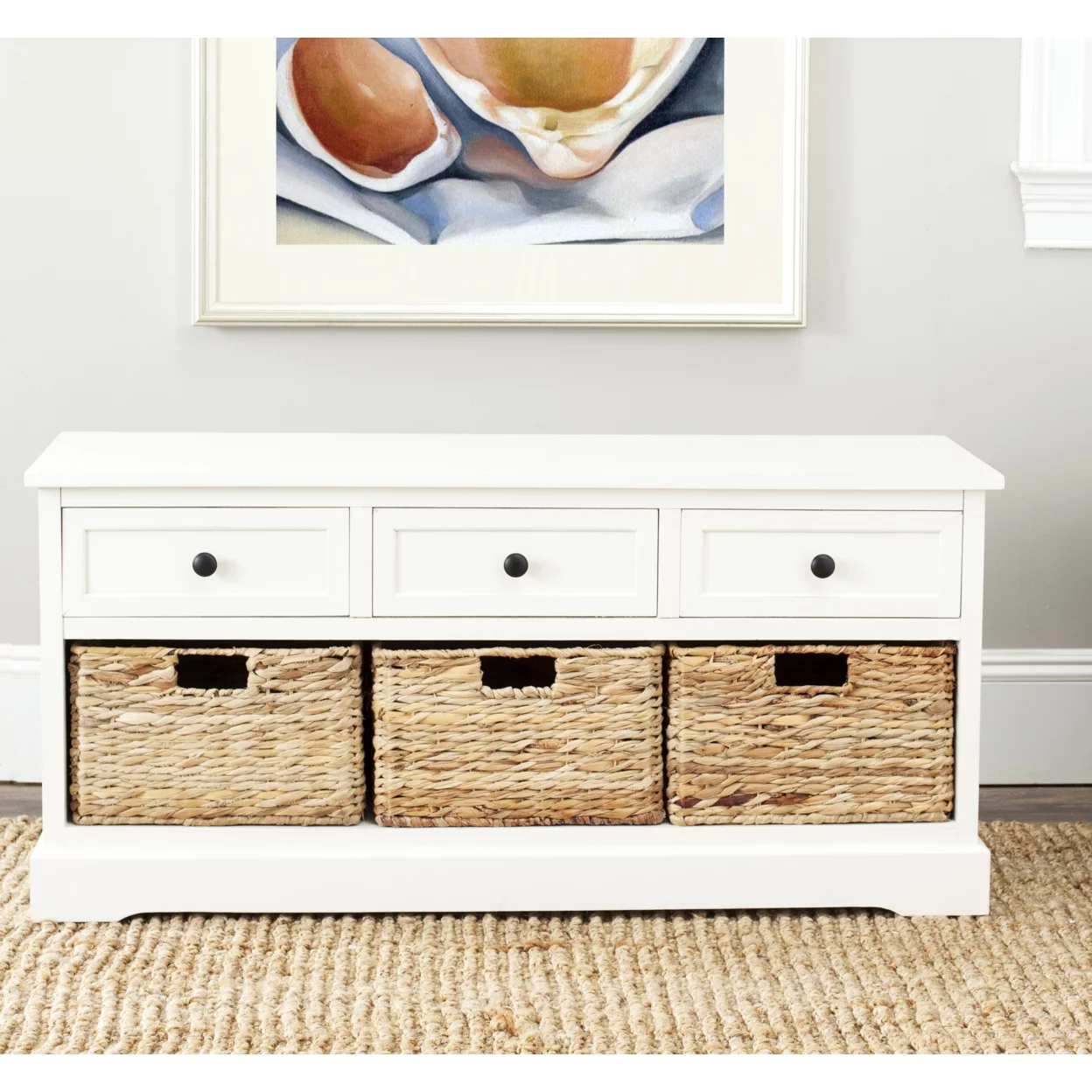 SAFAVIEH Damien 3-Drawer Storage Bench Distressed Cream