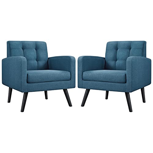 Yaheetech Mid-Century Accent Chairs, PU Leather Modern Upholstered Living Room Chair