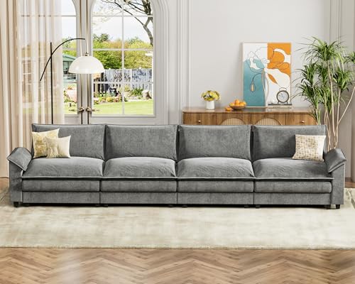 Homall 119" Modular Sectional Sofa, L Shaped Sofa Couch with Reversible Ottoman, DIY Combination Chenille Deep 3-Seat Cloud Couch for Living Room