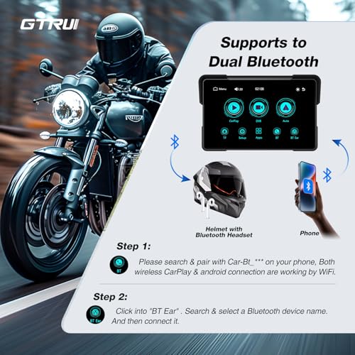 7 Inch Portable CarPlay for Motorcycle, Waterproof Touchscreen Wireless Car Play Android Auto Screen GPS Navigation for Motorbike