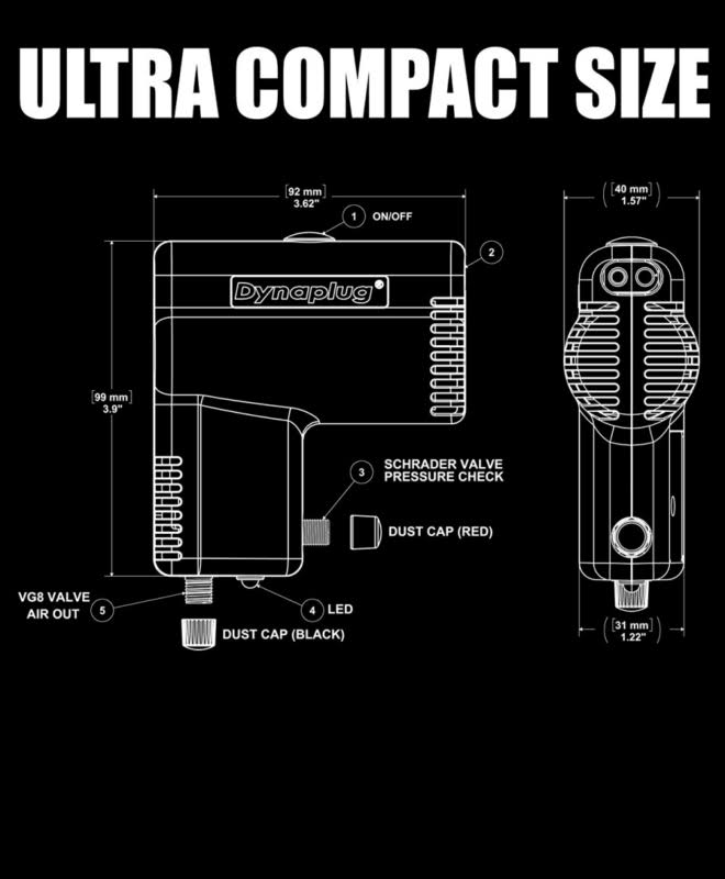 Dynaplug Ultra Compact 12 Volt Tire Inflator - Micro Pro Model