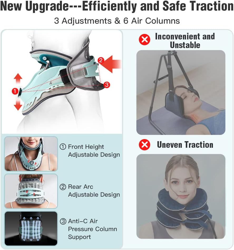 Tech Love Cervical Neck Traction Device, Adjustable Neck Brace for Neck Pain Relief&Shoulder Pain Relief