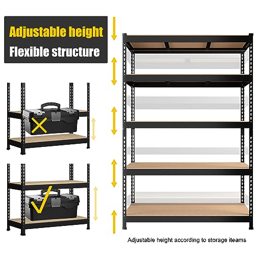 PrimeZone 2 Pack Storage Shelves 48" x 24" x 72" - 5 Tier Heavy Duty Adjustable Garage Storage Shelving