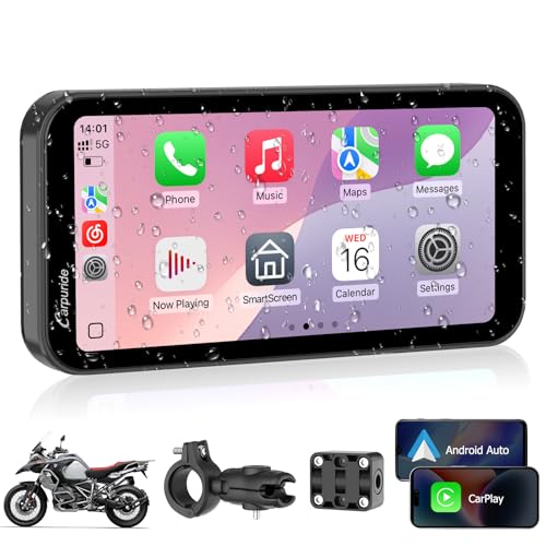 Carpuride W603 Motorcycle Carplay Screen, Wireless CarPlay & Android Auto for Moto, Remote Control，6.3" Waterproof Touchscreen, BT Trans
