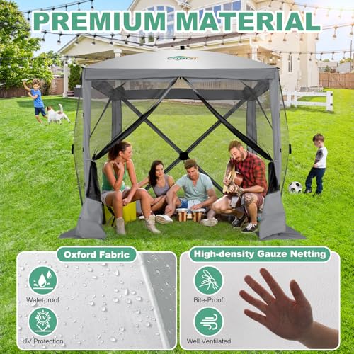 COBIZI 12x12ft Pop up Gazebo Screen Tent Screen House for Camping, Camping Outdoor Screened Gazebo, Canopy Tent