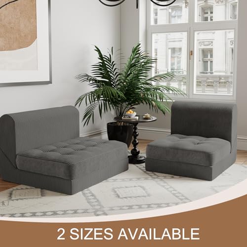COMAX Folding Sofa Bed, Convertible Chair Bed Corduroy 3-in-1 Foldable Floor Couch with High-Density Foam, Futon Sofa Sleeper Mattress