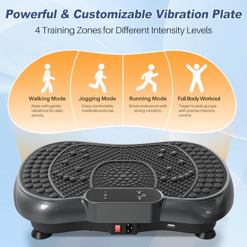 Vibration Plate Exercise Machine for Weight Loss – 100-Speed Platform with Bluetooth Speaker, Remote & Bands