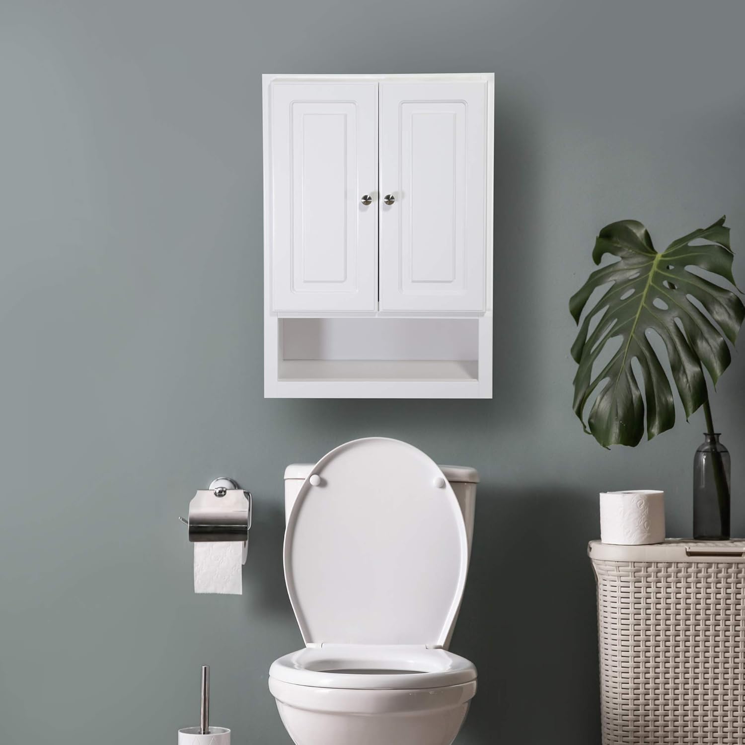 Design House Concord Bathroom Wall Cabinet 2-Door, 1-Shelf, 21 x 30, White
