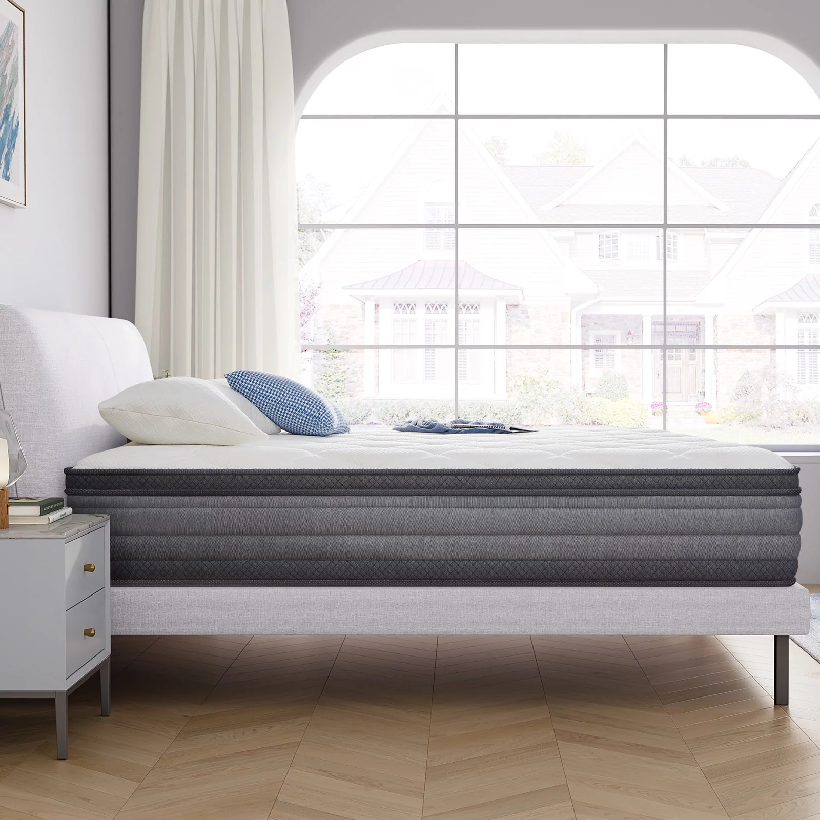 Queen Mattress, Madinog 9" Hybrid Gel Memory Foam Individually Pocket Innerspring Mattress, Queen