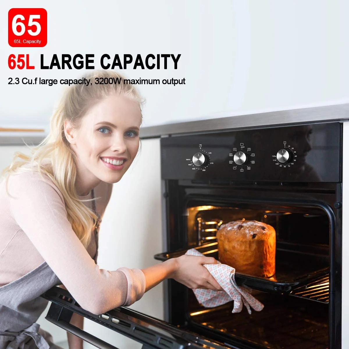 Gasland Chef ES609MB 24" Built-in Electric Wall Oven, 240V 3200W 2.3Cu.f Convection Wall Oven with Rotisserie, 9 Cooking Modes