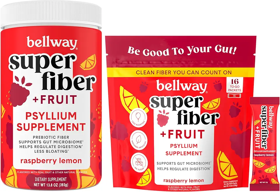 Bellway Super Fiber Powder + Fruit, Raspberry Lemon Super Fiber Packets + Fruit, Raspberry Lemon - Kansas Nuitrition - HNZSDS