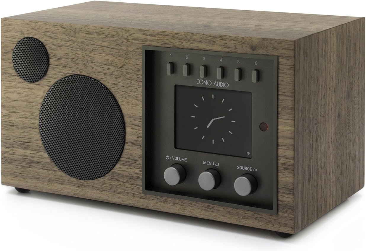 Como Audio Solo Wireless Speaker - Hand-Crafted Veneer Cabinets- One Touch Streaming, Internet Radio, Bluetooth, Wi-Fi - Walnut/Black