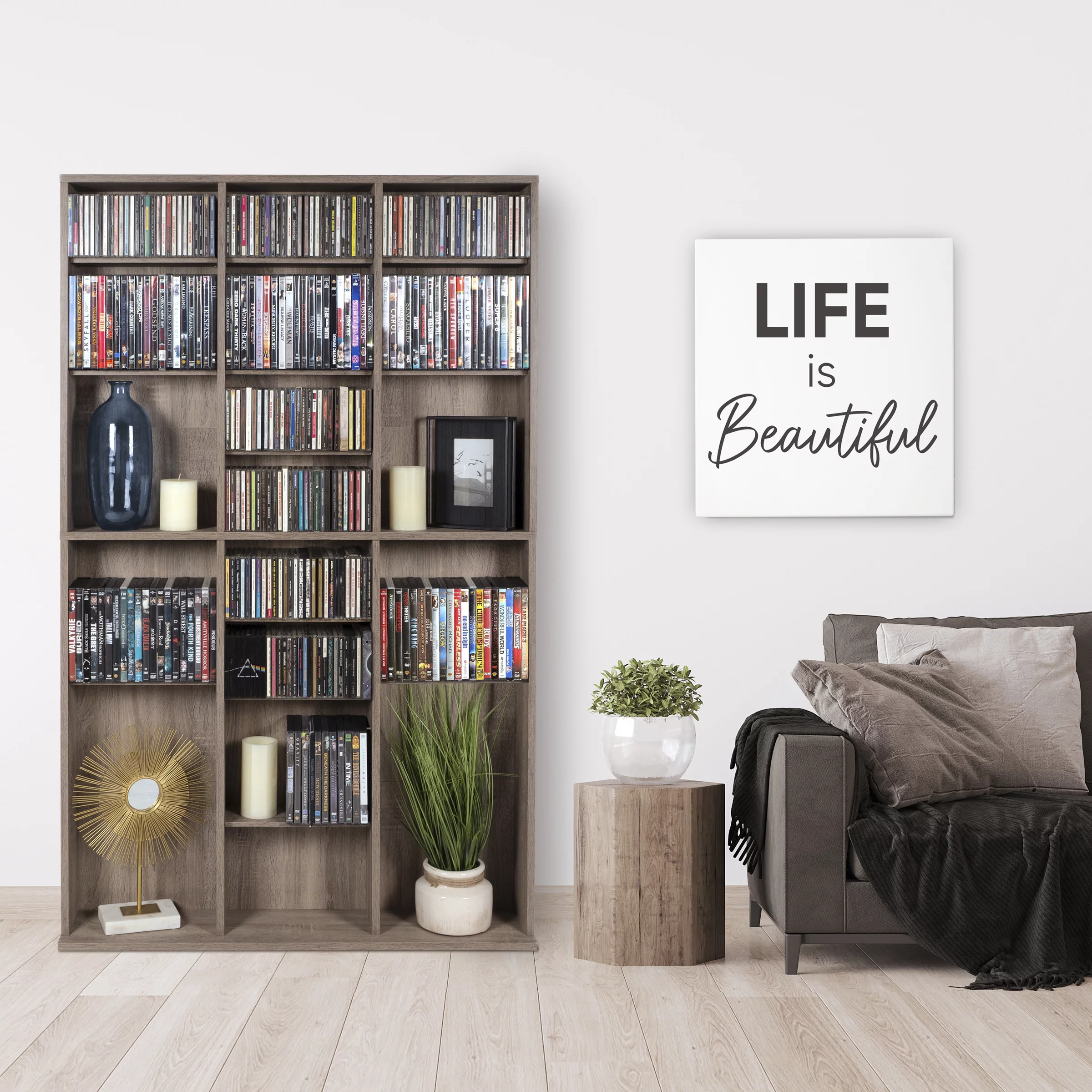 Atlantic 37x60 Oskar Adjustable Wood Media Storage Shelf Bookcase, Espresso