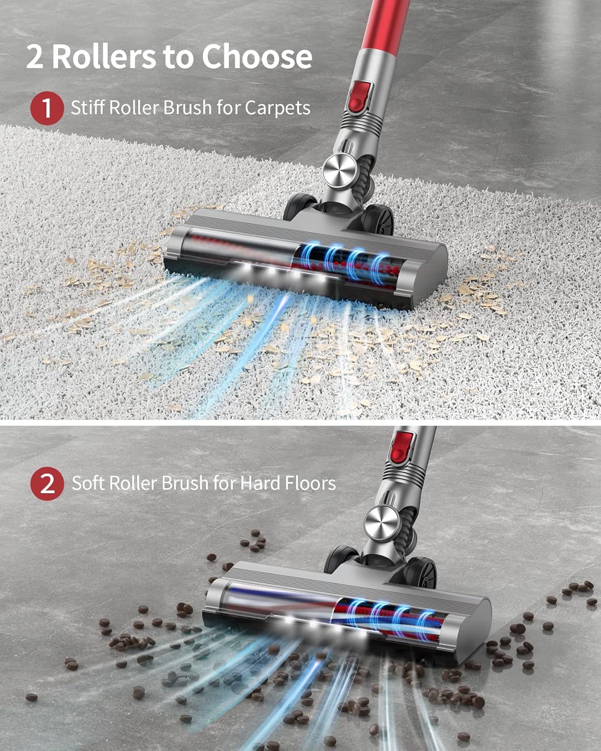 BuTure Cordless Vacuum Cleaner, Powerful Stick Vacuum with 380W 30KPa