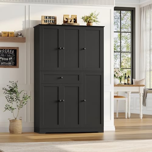 HOSTACK 68" Tall Kitchen Pantry Storage Cabinet, Modern Kitchen Hutch Cabinet with Doors and Shelves