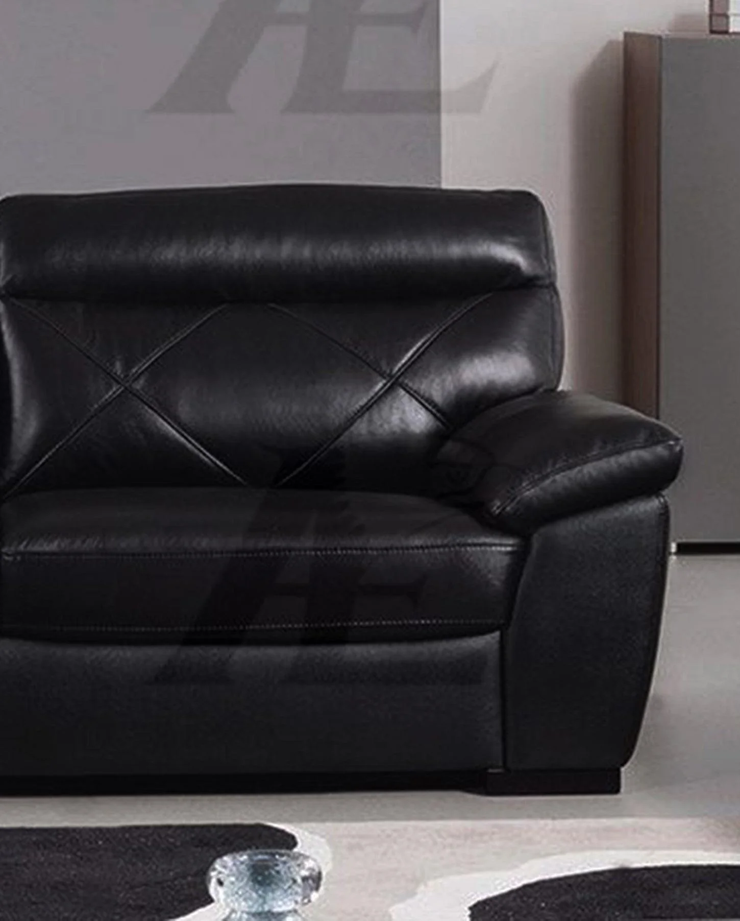 Black Sofa and Loveseat Set Italian Leather 2Ps American Eagle EK081-BK