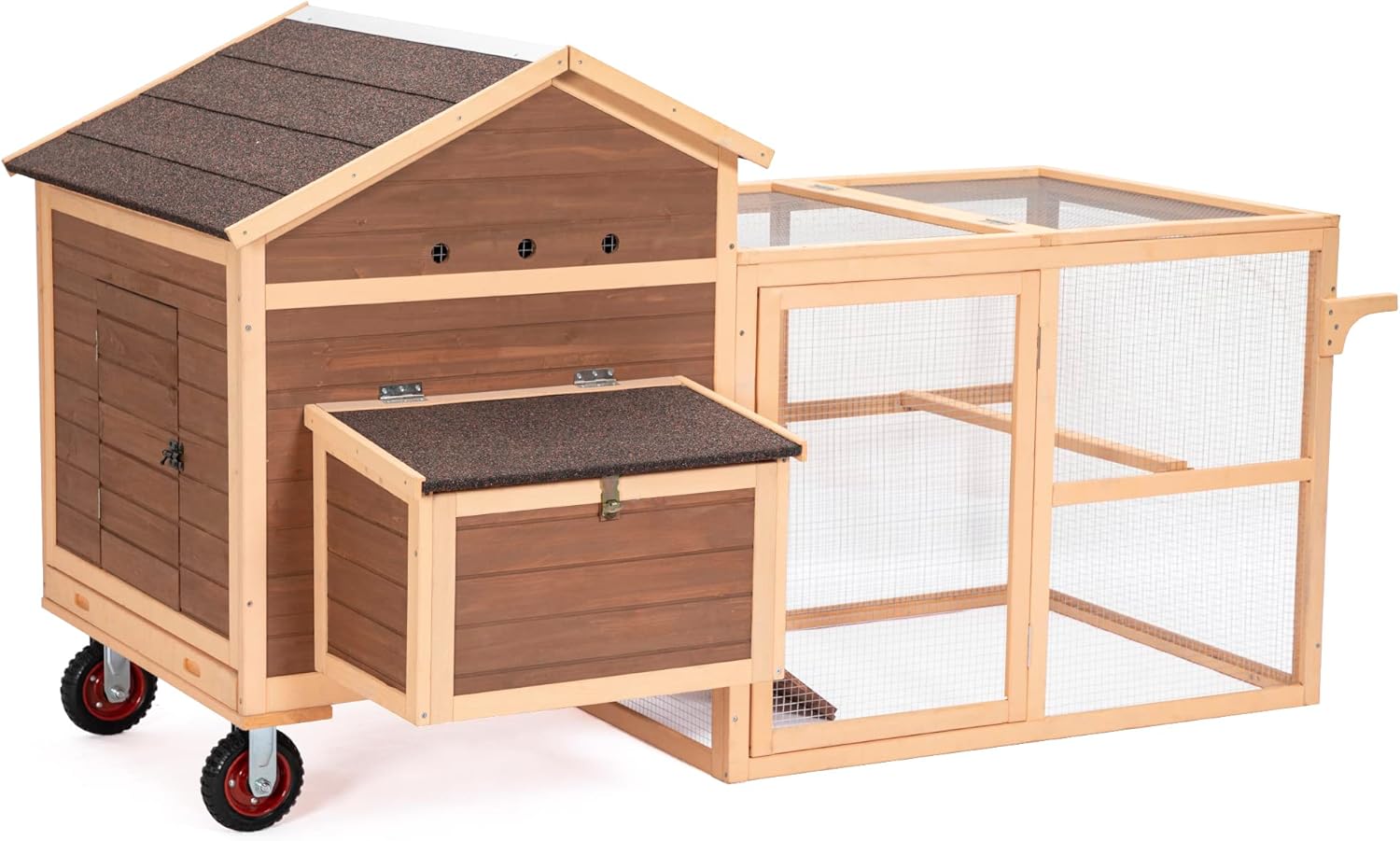 81”L Movable Chicken Coop with Wheels for 4-6 Chickens