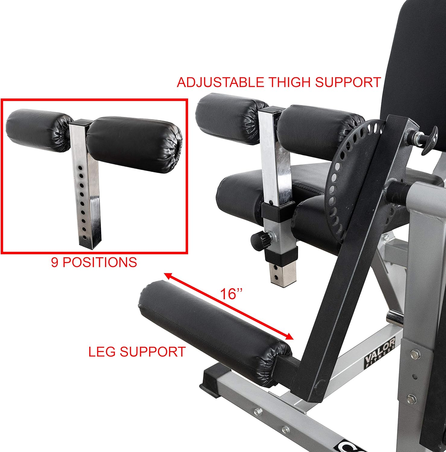 Valor Fitness CC-4 Adjustable Leg Curl Extension Machine 8 Positions- Plate Loaded Max Weight 150 lbs - Home Gym Hamstring Workout