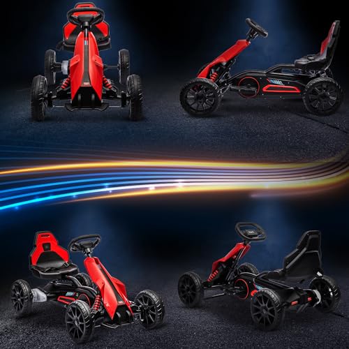 Aosom 12V Electric Go Kart for Kids, Outdoor Ride-On Toy with Forward Backward Drive & Adjustable Speed, Gift for Child 3-8 Years Old, White