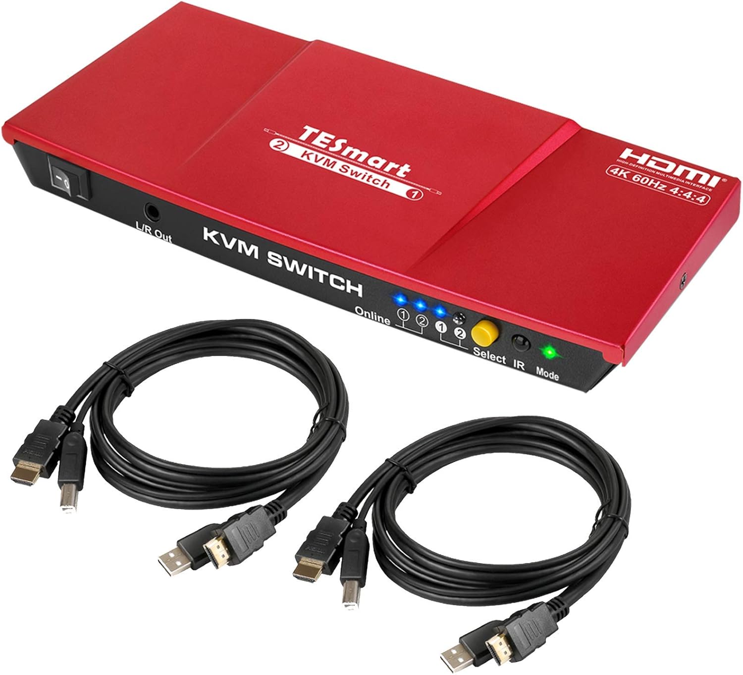 TESmart Newest 2x1 HDMI KVM Switch 4K@60Hz Ultra HD | Mechanical & Multimedia Keyboards & Gaming Keyboards | USB 2.0 Devices | Audio Output 2 Port