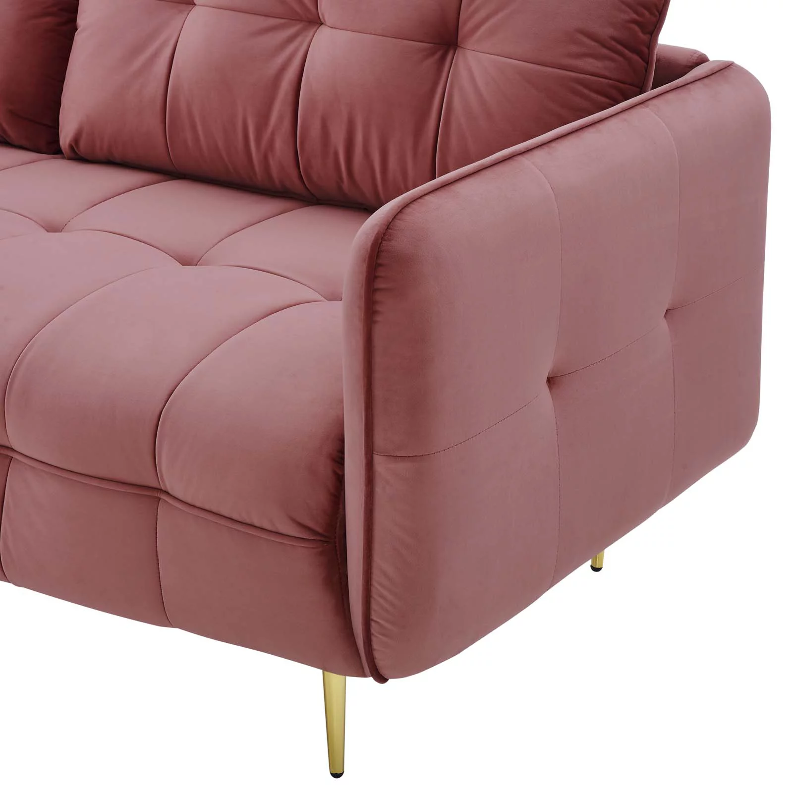 Tufted Sofa, Velvet, Pink, Modern Contemporary Urban Design, Living Lounge Room Hotel Lobby Hospitality