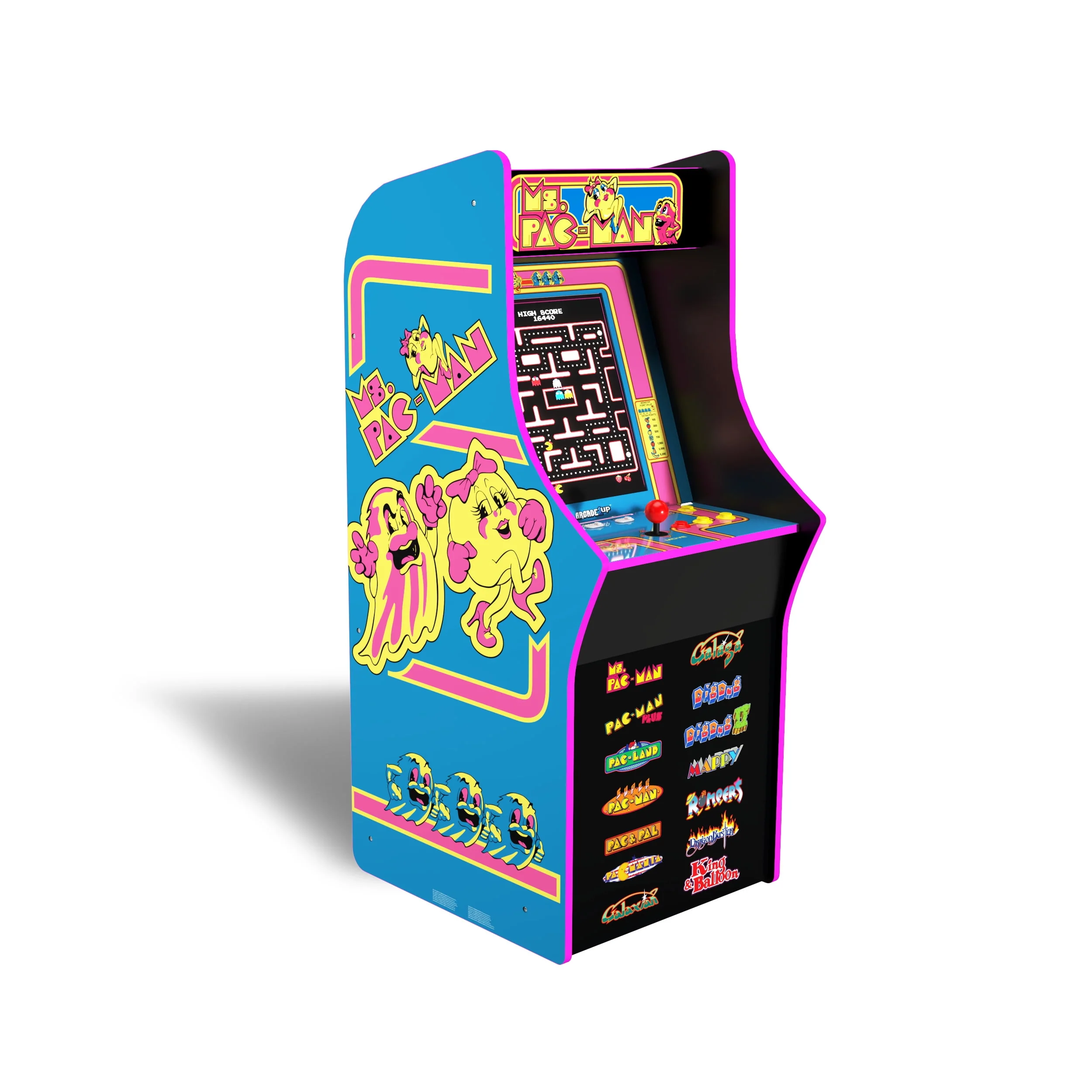 Arcade1Up Ms. PAC-MAN Classic Arcade Game, built for your home, 4-foot-tall stand-up cabinet, 14 classic games, and 17-inch screen